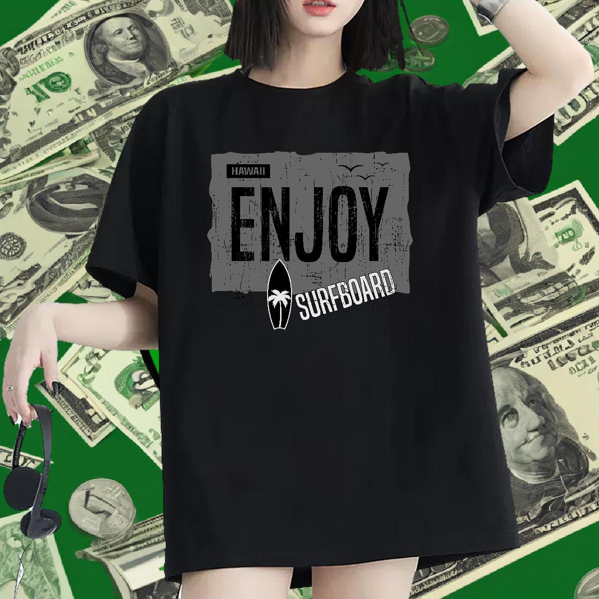 Soft Unisex Tshirts 230g Pure Cotton stakeboarding Summer Casual T shirt Round Neck Short Sleeve Cartoon Print Tees Shirts