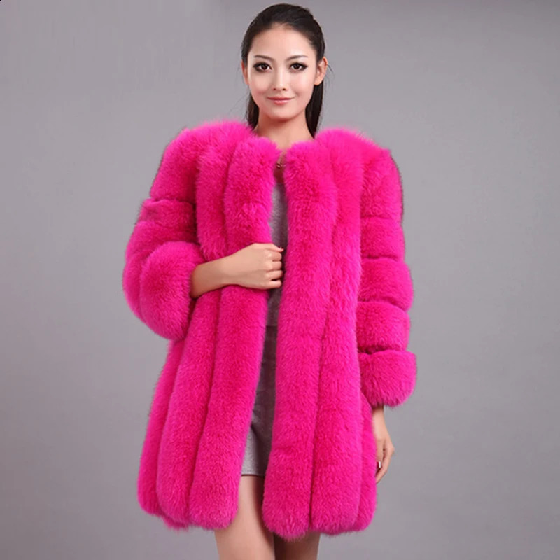 HJQJLS Winter Womens Long Artificial Fur Coat Camouflage Thick Warm Fluffy Leather Jacket 240824