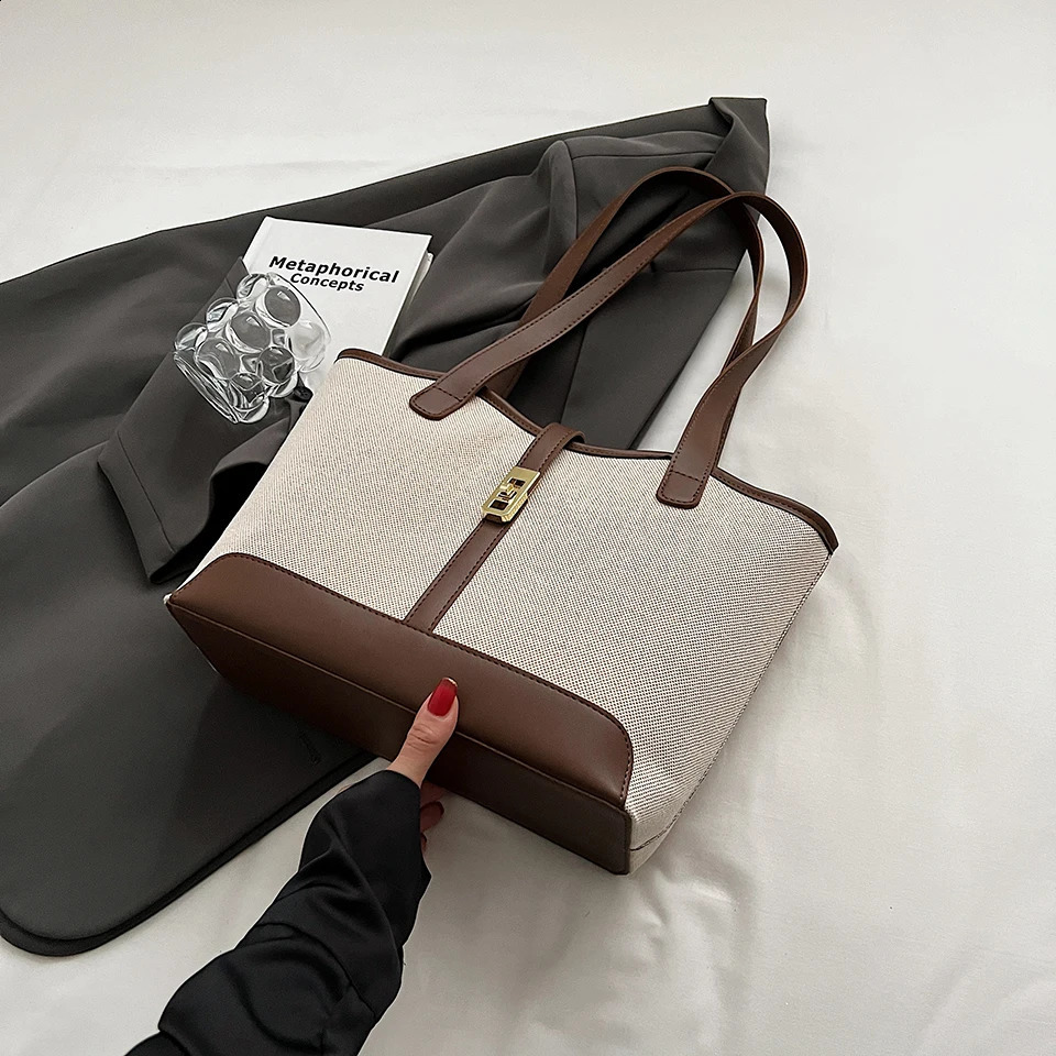 1 piece travel leisure large capacity womens bag fashion shoulder work commute canvas Tote y240828