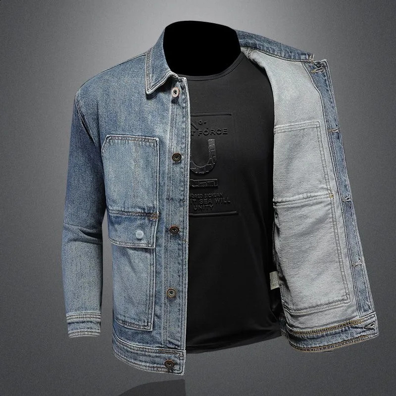 SpringSummer Fashion Trend Retro Mens Denim Jacket Casual Loose Comfortable High Quality Plus Size M4XL 240824