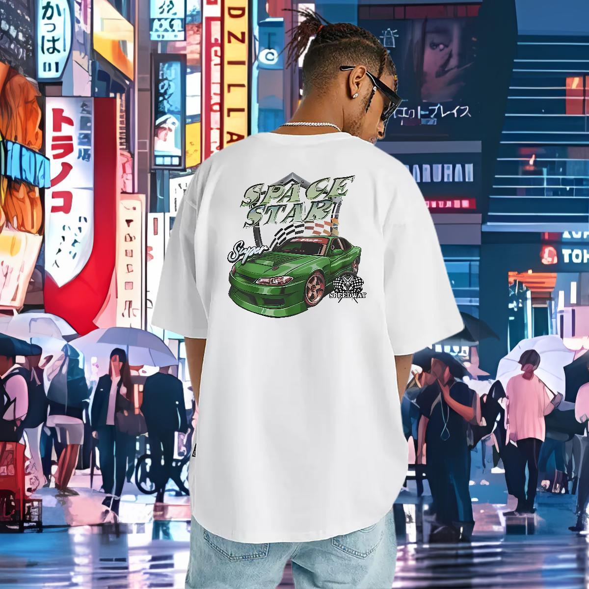 Free Shipping Tshirts green car Sport 100% Cotton 230g Clothings Pure Cotton Designer Man T Shirts White Plus Size