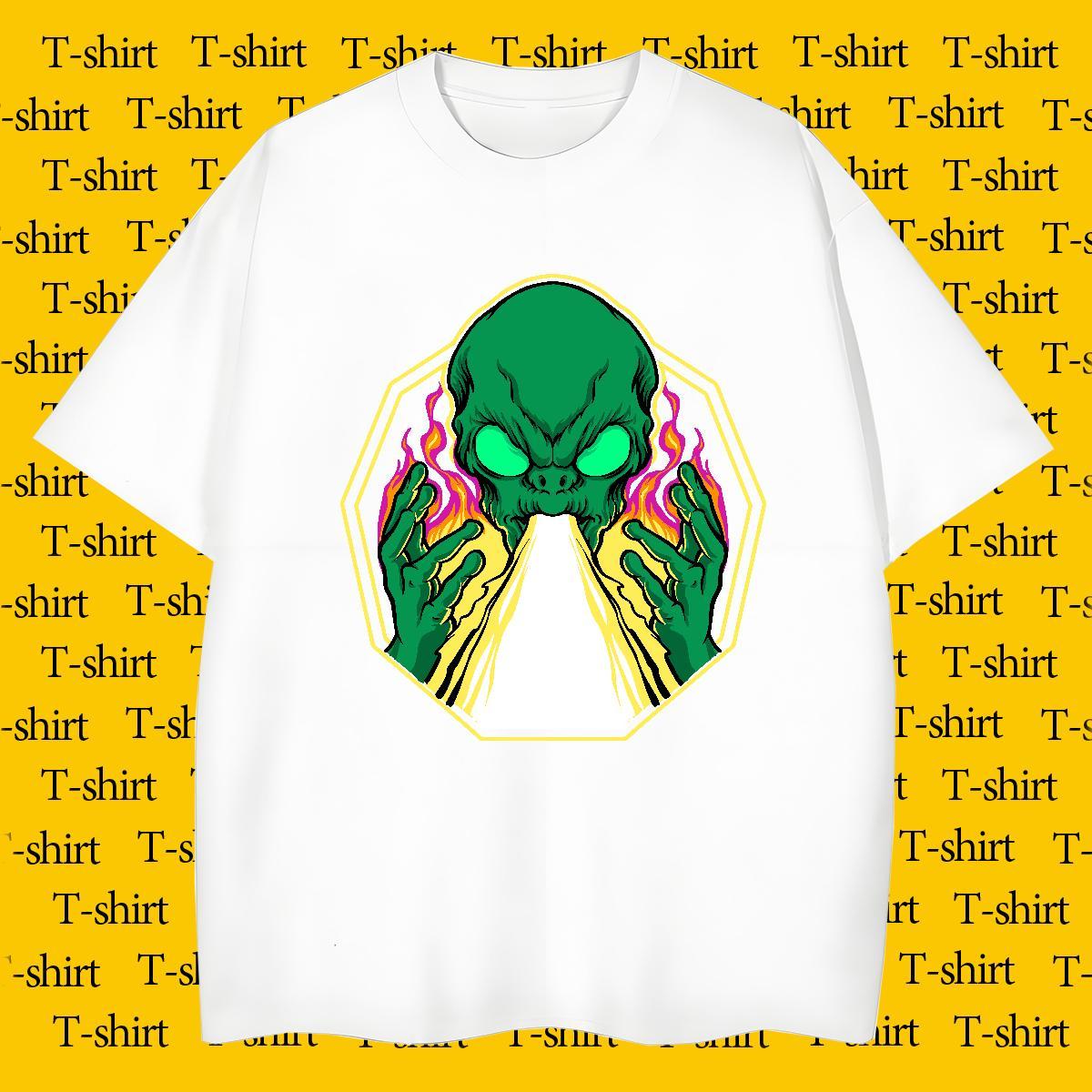 Cool Design T Shirts Men 230g Cotton ET High Street Hip Hop Custom Print Plus Size Crew Neck Breathable Mens Tshirts Casual New Tops Tees