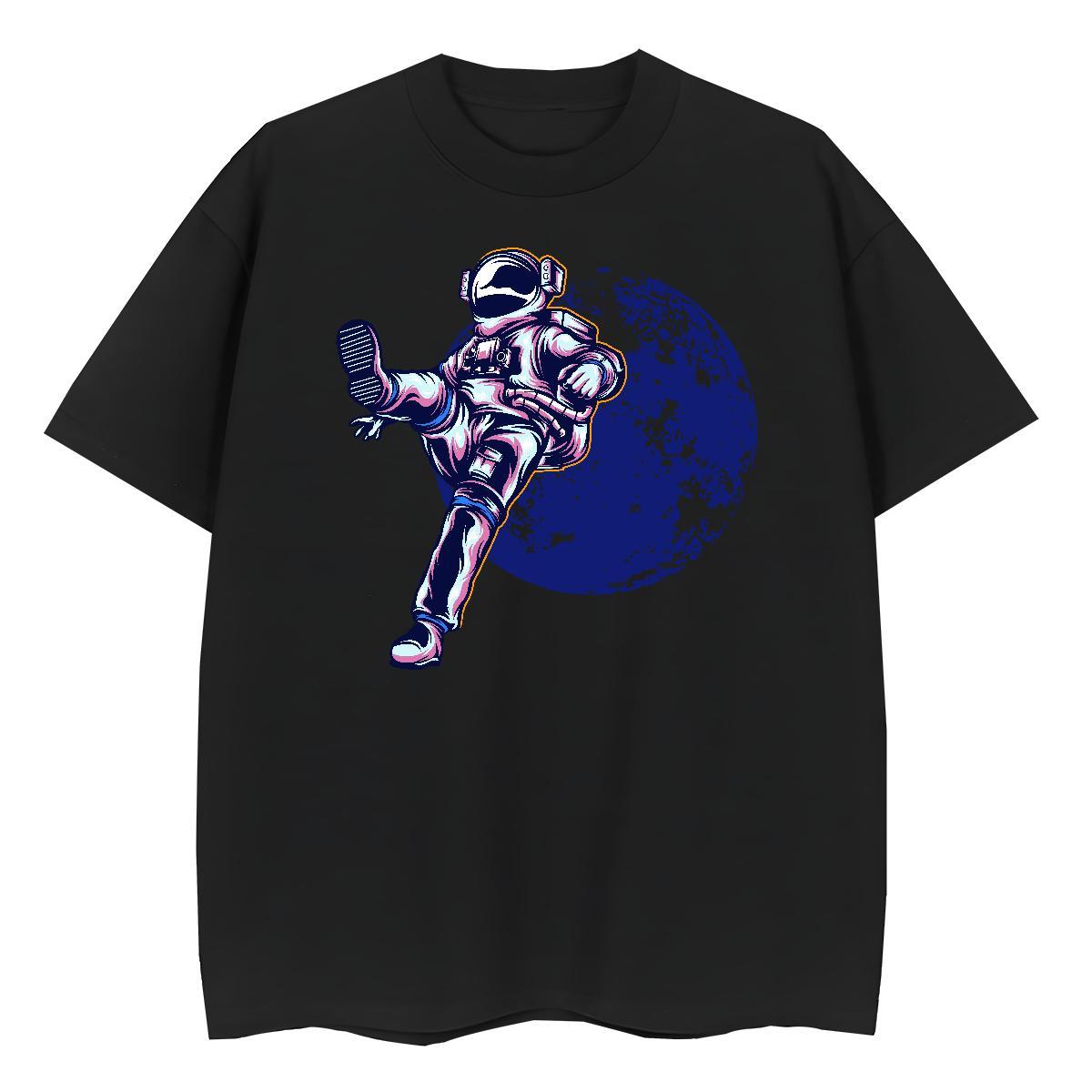 Loose Tshirt for Man Woman 100% Cotton 230g cosmonaut Casual Sport Woman T Shirts Crew Neck Graphic Polos