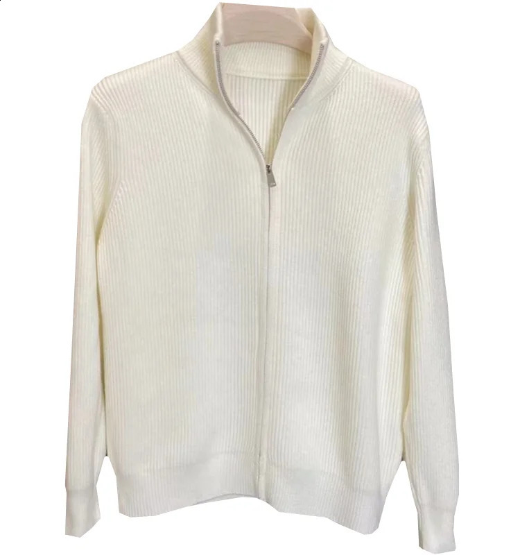 Spring Autumn Arrival Knitted Sweater Men Stand Collar Casual Zipper Cardigan Sweaters Coats Solid Color Plus Size A60 240824
