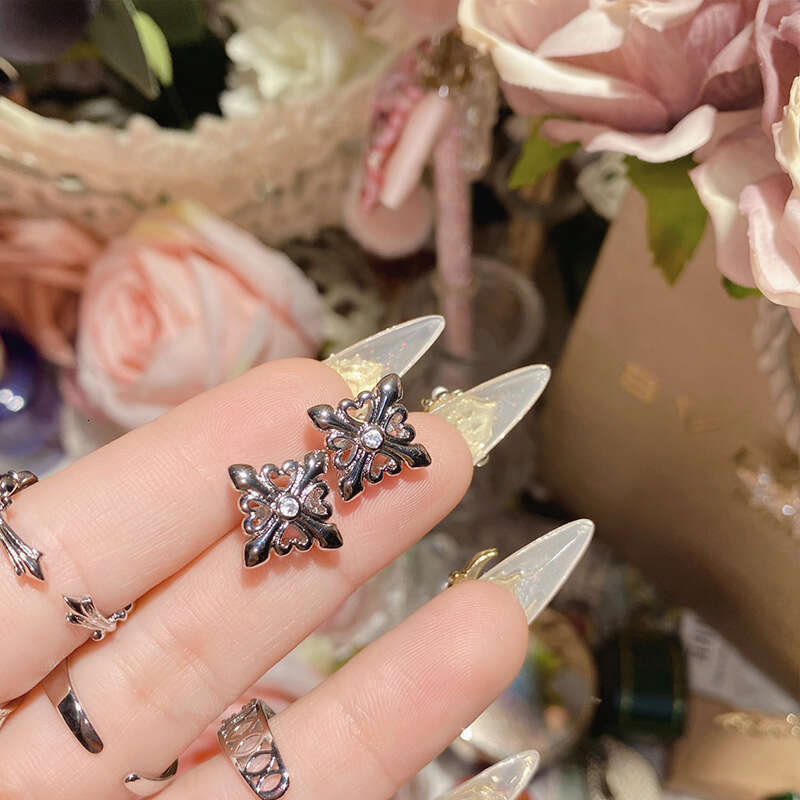 niche hip hop cross flower earrings Luxury Designer Jewelry 925 Sterling Silver Fill Radiant Shape Cubic Zircon Party Diamond Women Engagement Bridal 