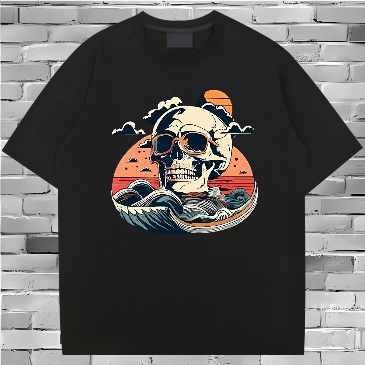 Classic Man T Shirts 100% Cotton 230g skull Casual Graphic Short Sleeve Soft Couples T Shirts Customized Tee Shirt