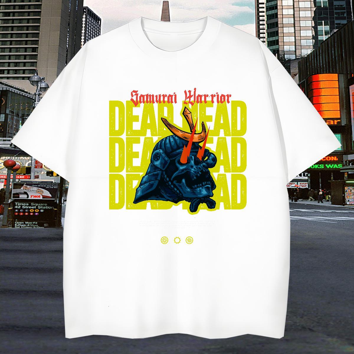 Free Shipping T shirt 230g Cotton skull Summer Casual Black Oversized Breathable Short Sleeve Men Tops Tees Fashion Design Polos