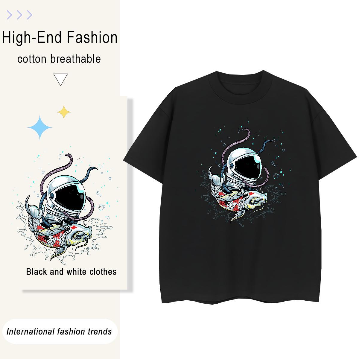 Designer Couples T Shirts 230g Cotton cosmonaut High Street Hip Hop Womens T Shirts Breathable Crew Neck DIY Logo Tops Tees