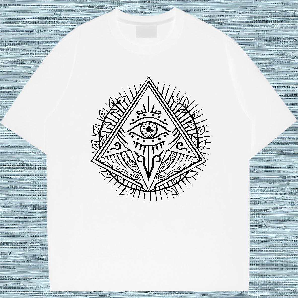 Popular T Shirts Men 100% Cotton 230g eye of the devil Hip Hop Black Oversized Breathable Crew Neck Men Tees Customized Clothings