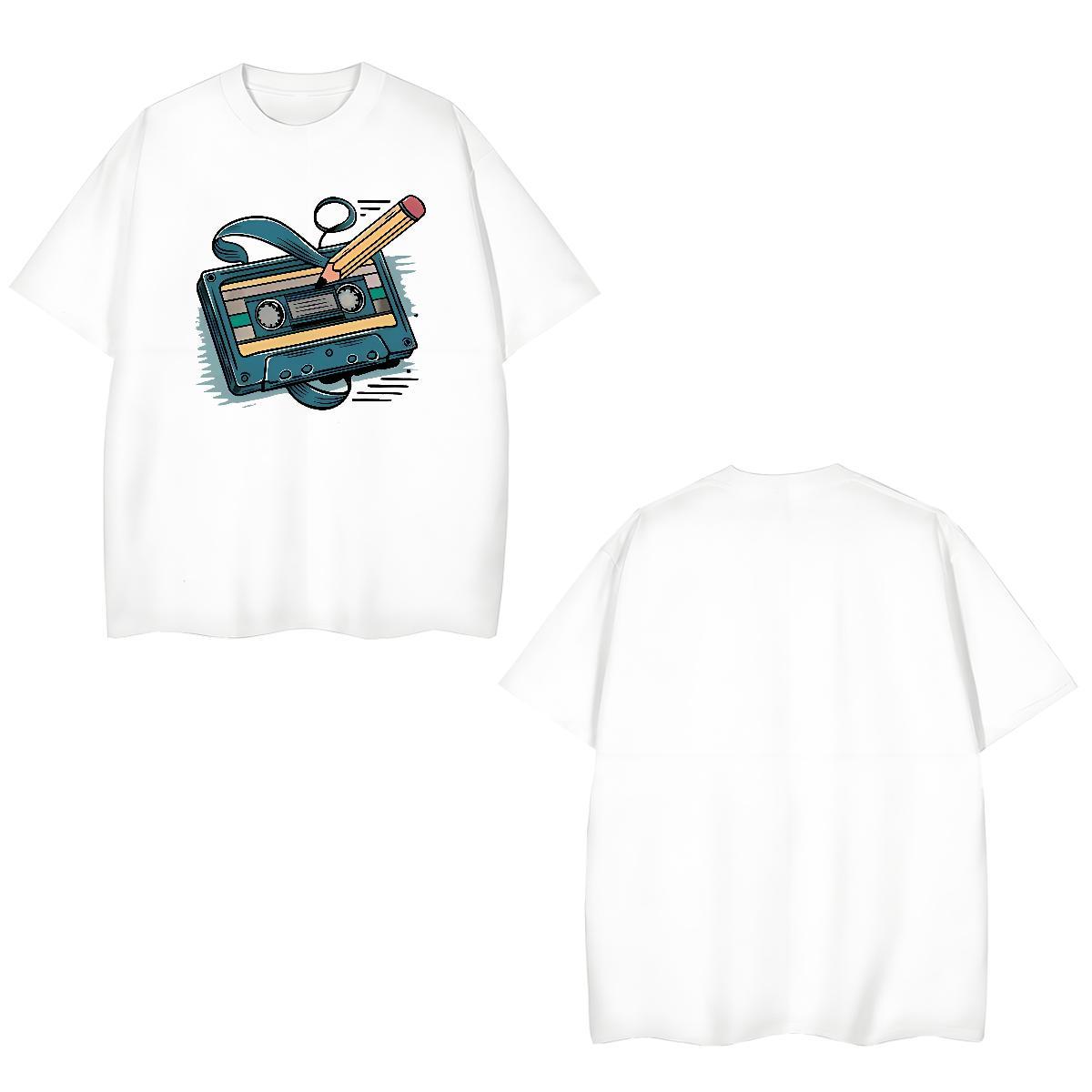 Casual New Men Tees radio Casual Beach 230g 100% Cotton Tops Tees Round Neck Short Sleeve Brand T-Shirts Anime Print