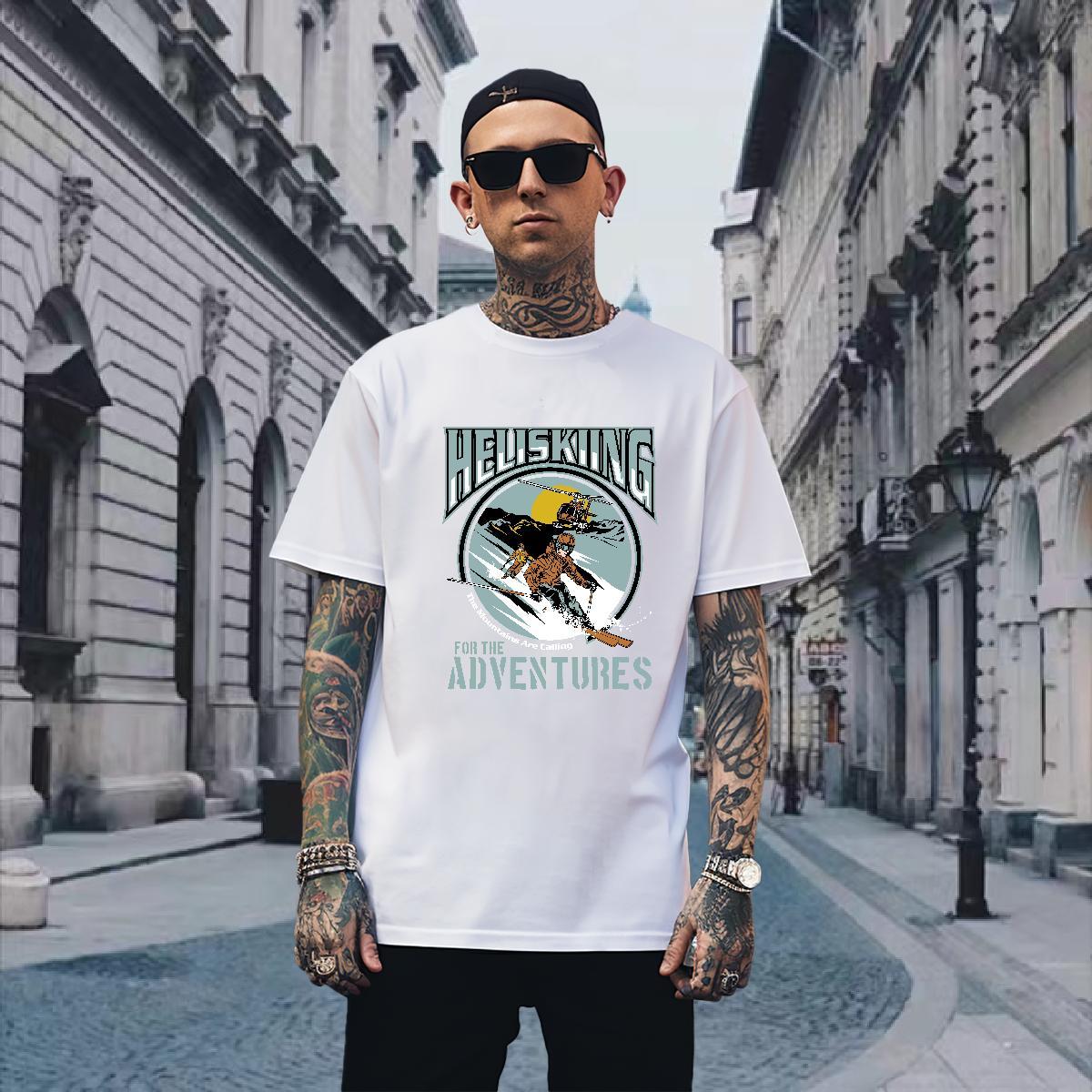 Soft T-Shirts 230g Cotton skiing Casual Daily Wear Customized Print Short Sleeve Soft Couples T Shirts Fashion Casual Top Tees