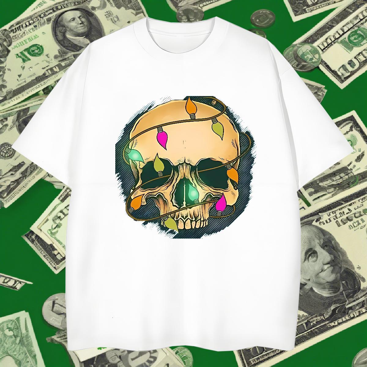 Comfortable T Shirts Men 230g Cotton skull Hip Hop Street Custom Big Size Breathable Short Sleeve Tshirts 2024 Designer Tee Shirt