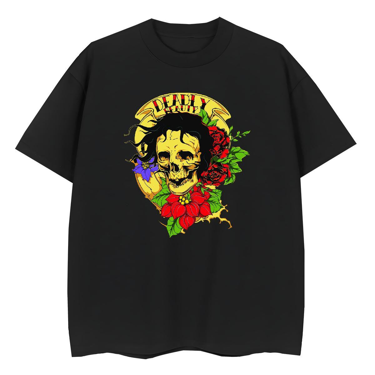 Free Shipping Mens T Shirts 230g Pure Cotton flower Home Outdoor Cartoon Print Breathable Short Sleeve Men Tshirts 2024 DIY Clothes