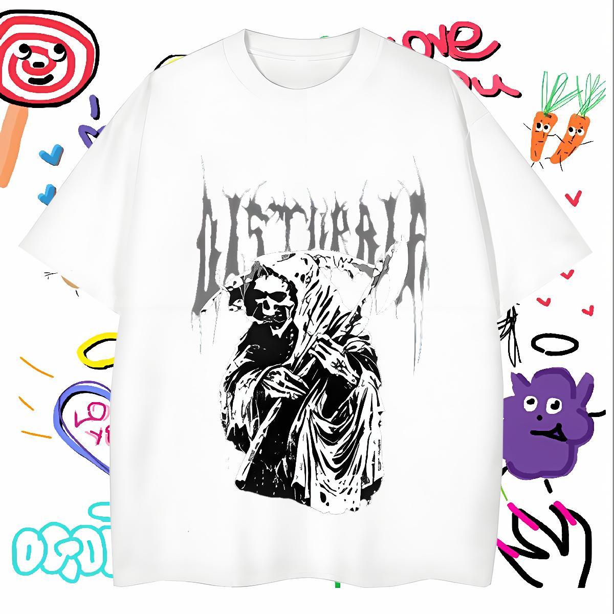 Comfortable Mens T Shirts 230g Pure Cotton skull Street wear Hip Hop Customized Breathable Short Sleeve Men Tees DIY Tshirts