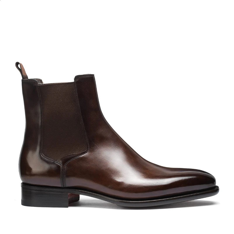 Chelsea Boots Men Shoes PU Brown Fashion Versatile Business Casual British Style Street Party Wear Classic Ankle Boots 240824
