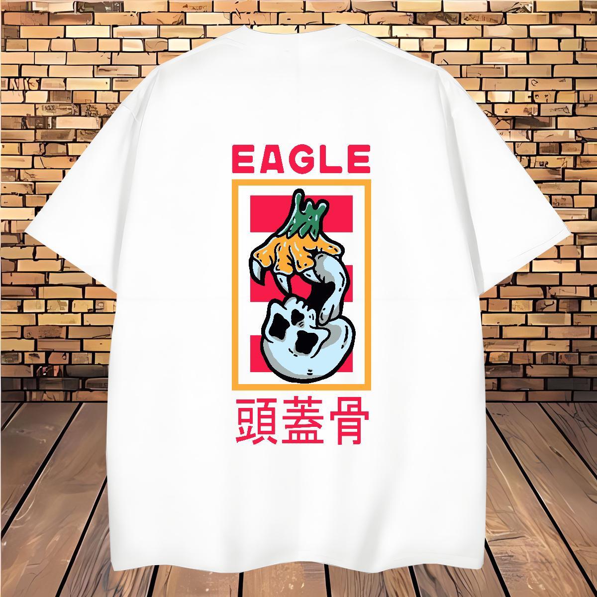 Brand T shirt 230g Cotton skull Anime Printing Street Oversized 4XL Round Neck Short Sleeve Men Tees 2024 New Tops Tees