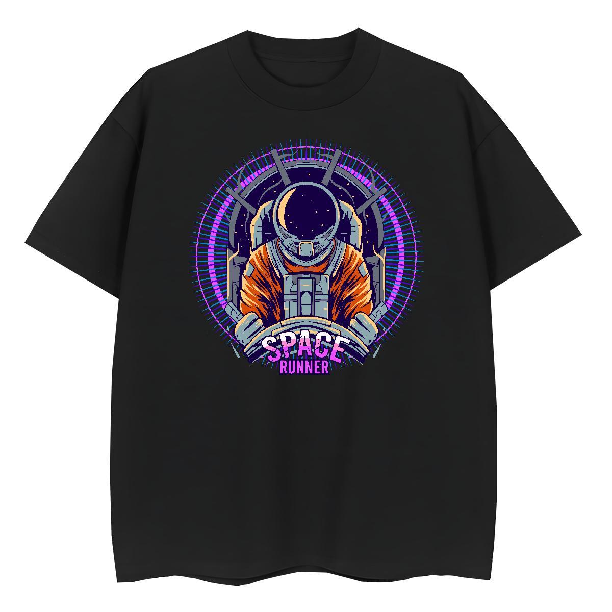 Free Shipping Couples T Shirts 230g Cotton cosmonaut Hip Hop Womens T Shirts Crew Neck Breathable Cartoon Anime Top Shirts