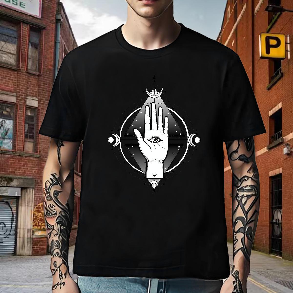 TOP Quality T Shirts Men 230g Cotton eye of the devil Outdoor Custom Anime Breathable Soft Men Clothes T-Shirt 2024 New Top Tees