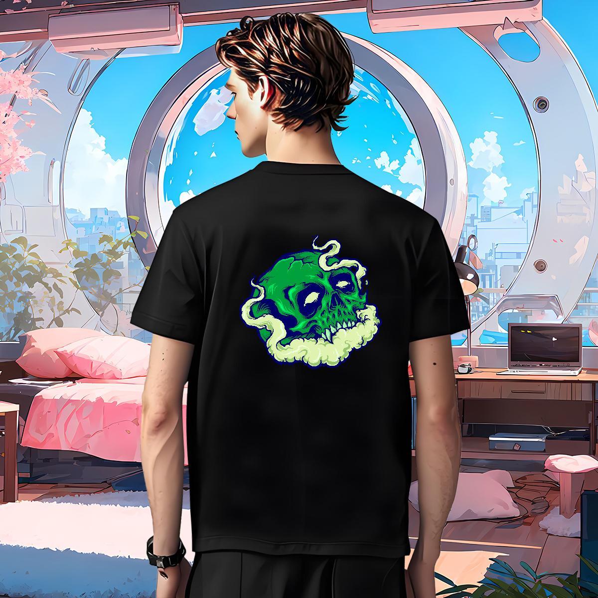 High Quality T shirt 230g Pure Cotton skull Street Wear Custom Printing Breathable Soft Mens Tshirts New Polos