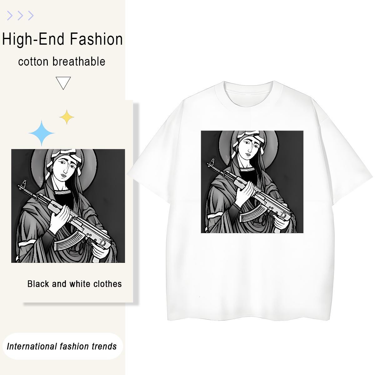 Unisex Tshirt for Man Woman 100% Cotton 230g nun Street Casual Womens T Shirts Breathable Crew Neck Plus Size Custom Top Shirts