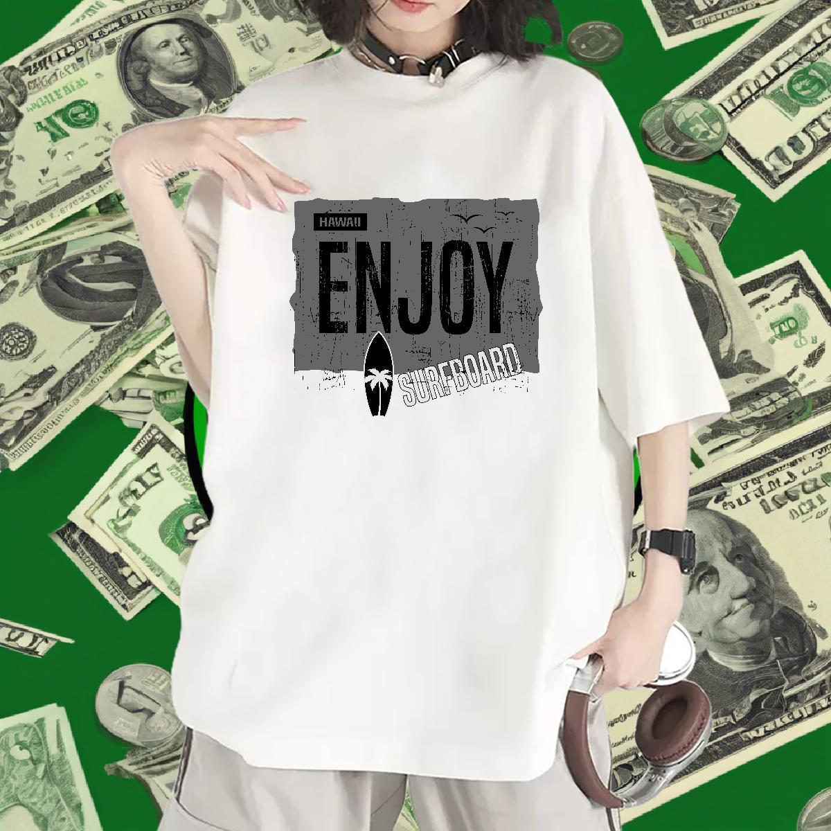 Soft Unisex Tshirts 230g Pure Cotton stakeboarding Summer Casual T shirt Round Neck Short Sleeve Cartoon Print Tees Shirts