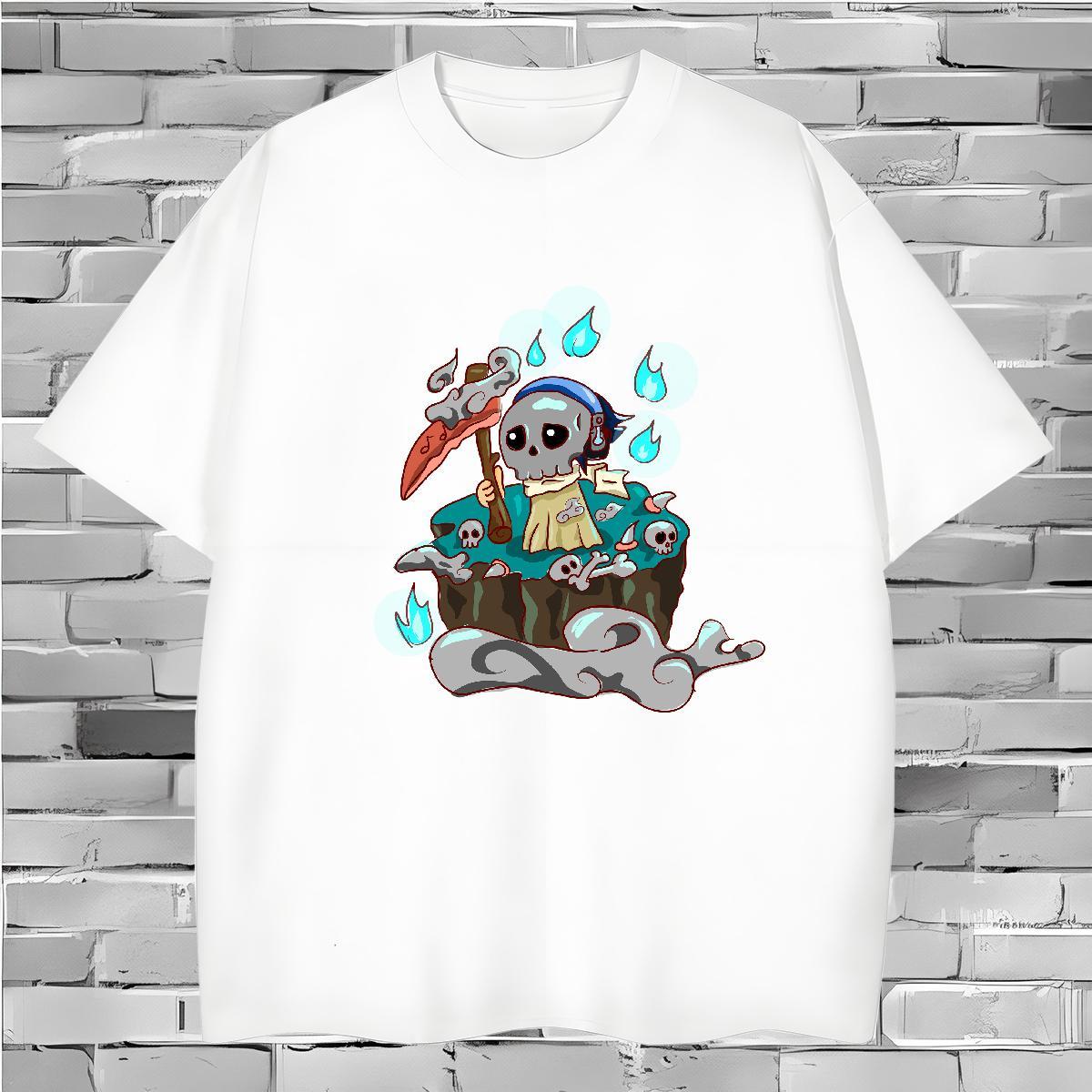 Unisex Mens T Shirts 230g Cotton skull Street Wear Custom Printing Breathable Crew Neck Men Tshirts 2024 DIY Polos