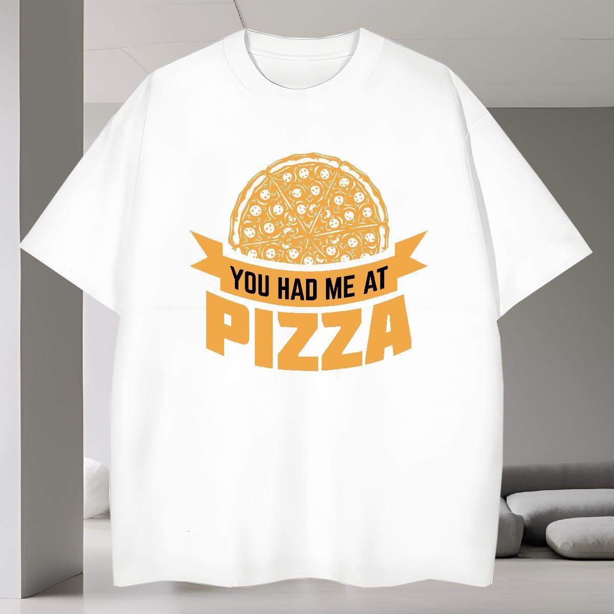 Cool Design T-Shirts for Men 230g Cotton pizza Street wear Hip Hop Custom Cartoon Pure Cotton Couples T Shirts Classic Casual Tops Shirt