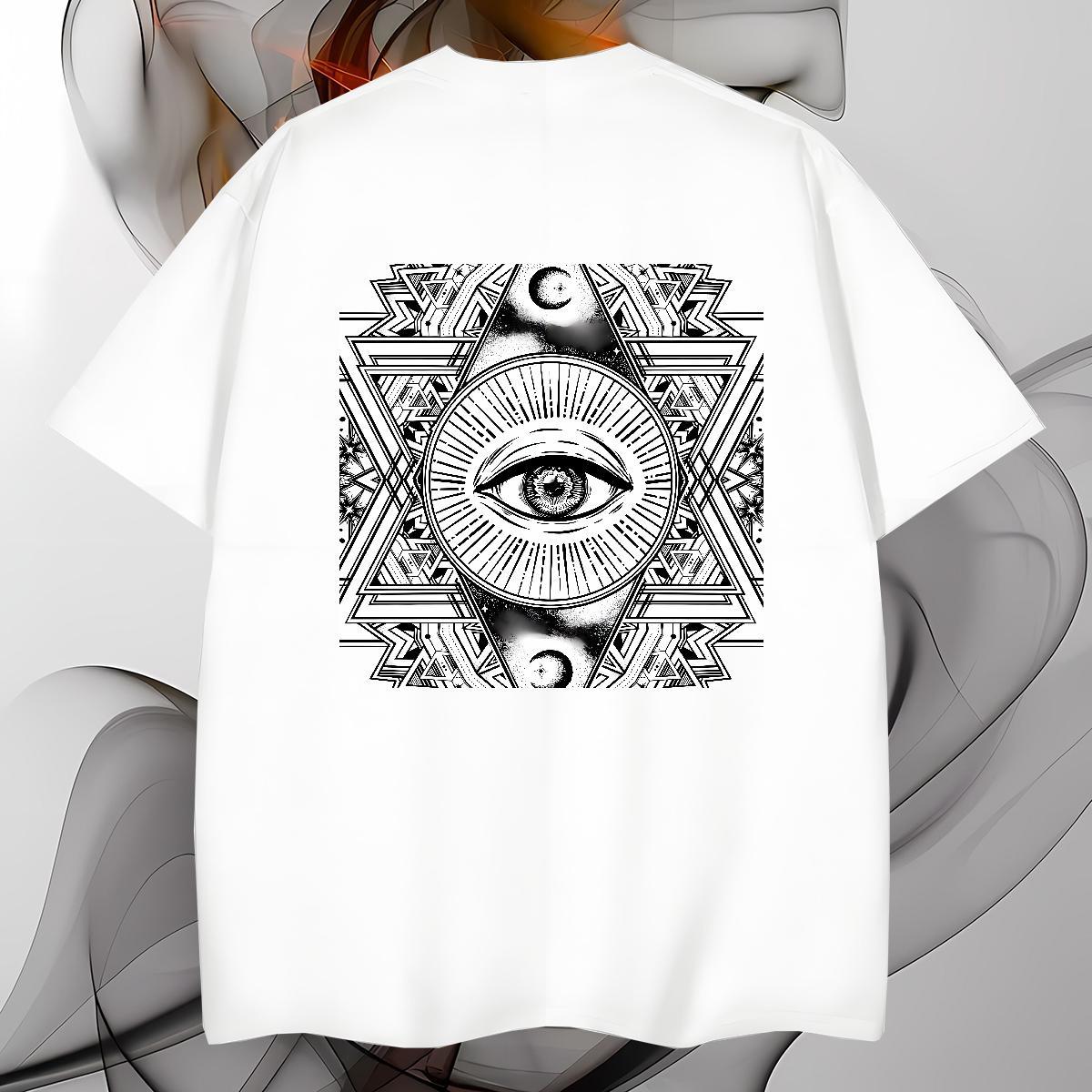 Free Shipping T-Shirts for Men 230g 100% Cotton eye of the devil Summer Casual Custom Print Plus Size Breathable Men Tops Tees Stylist Tops Shirt