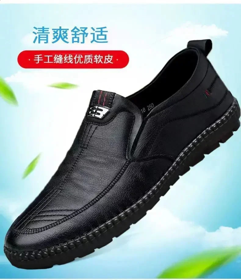 Mens leather shoes casual shoes flat shoes breathable sneakers mens office and driving sports shoes comfortable Zapatos 240823