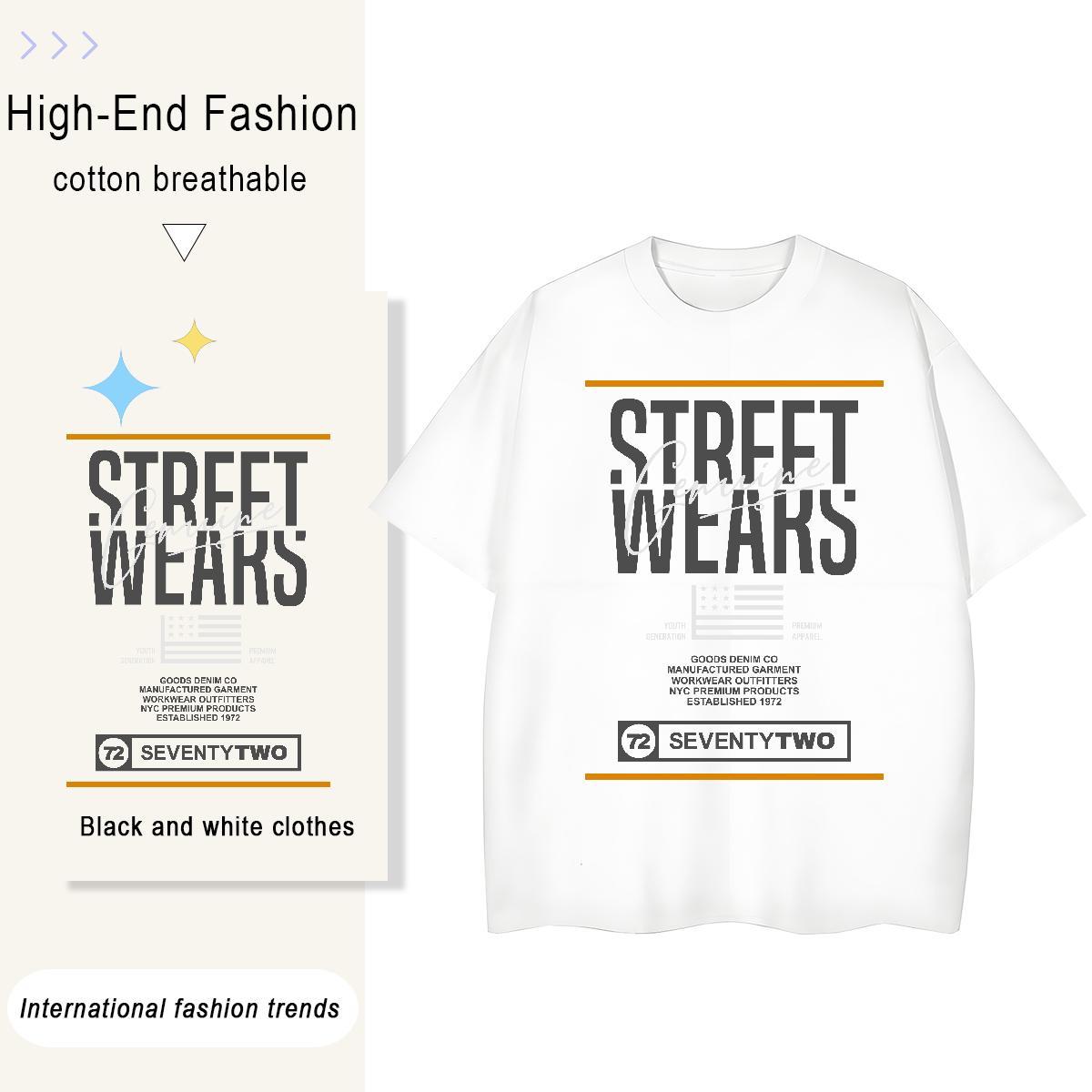 Brand T shirt 100% Cotton 230g letter Anime Printing Street Custom Printing Crew Neck Men Tops Tees Fashion Casual Clothes