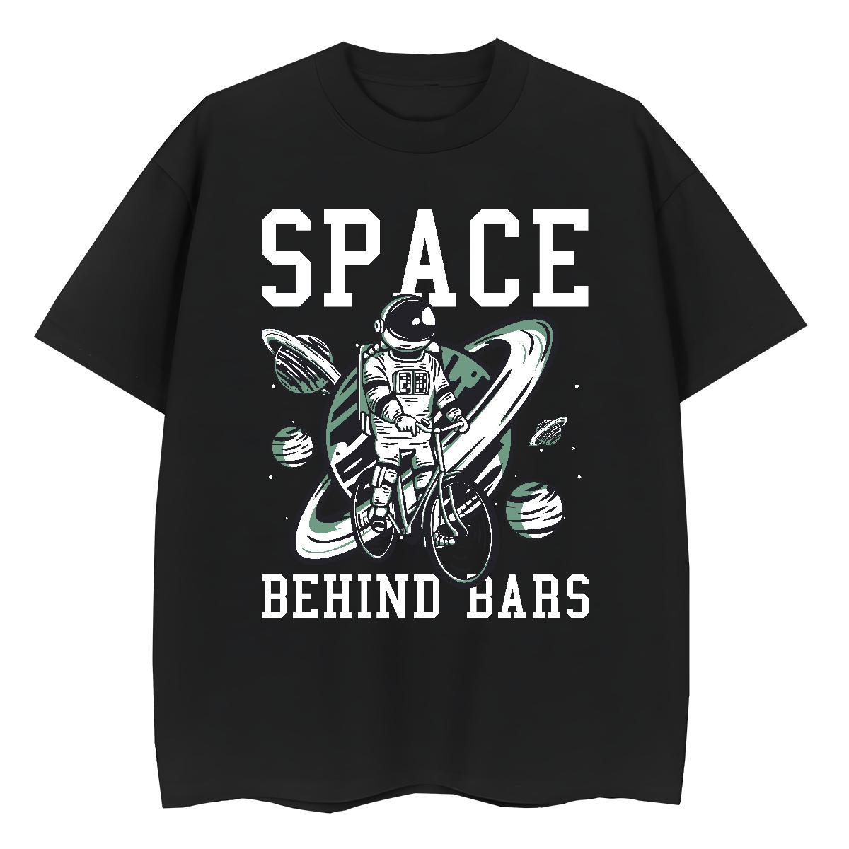Wholesale Women Tees 230g Pure Cotton cosmonaut Casual T Shirts Women O-Neck Short Sleeve DIY Printed Wear