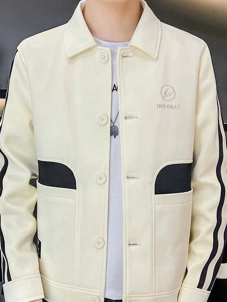 Mens spring and summer casual slim fit spliced long sleeved jacket in 4 colors available for mens 240824