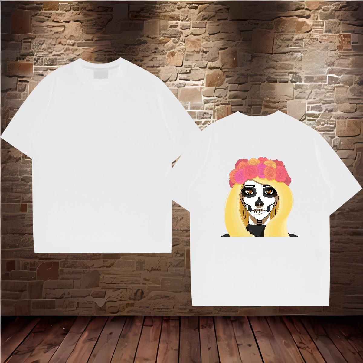 Loose T Shirts Men 100% Cotton 230g portrait Hip Hop Black Oversized O-Neck Short Sleeve Men Clothes T-Shirt 2024 Designer Tops