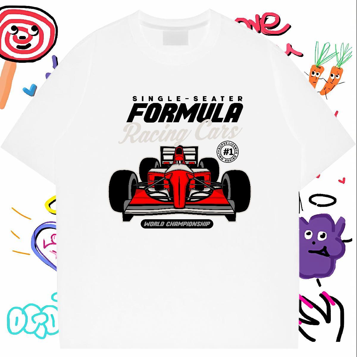 Classic T Shirts Men 230g Cotton go-kart Daily Wear Graphic Crew Neck Mens Tshirts Wholesale Tops Shirt