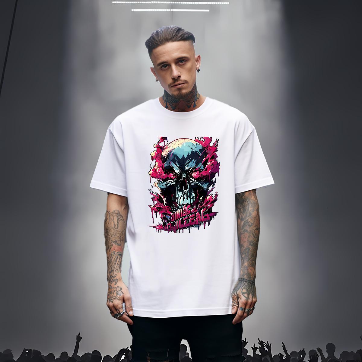 TOP Quality T-Shirts 230g Cotton skull Daily Wear Graphic Breathable Mens Tshirts Designer Tops Shirt