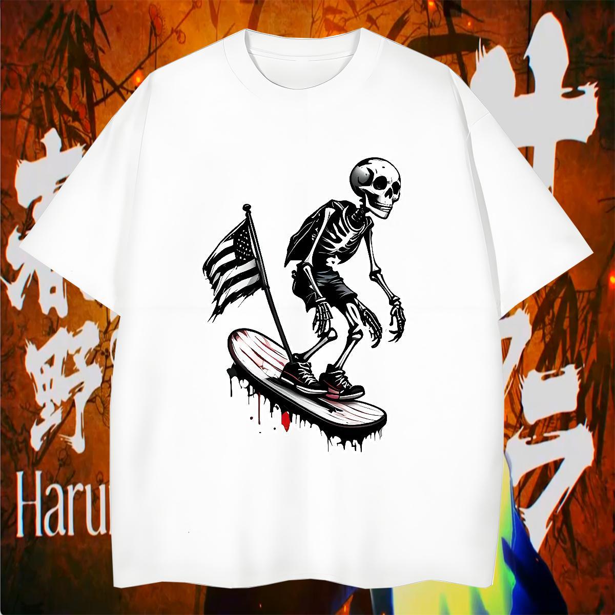 TOP Quality T-Shirts 230g Pure Cotton skateboarding Street Wear DIY Anime Crew Neck Tshirt for Man Woman Classic Clothings