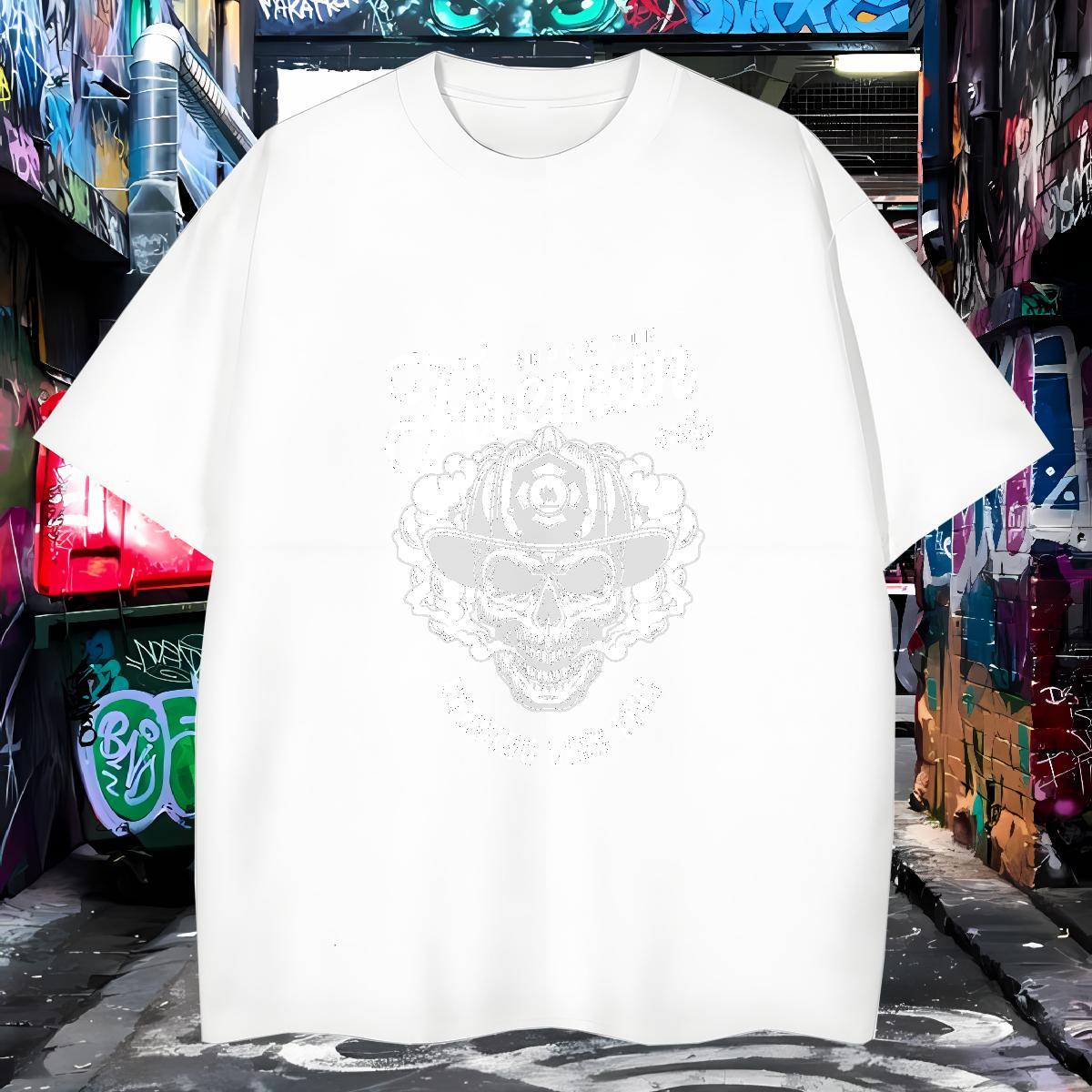 Cool Design T Shirt For Man 230g 100% Cotton skull Beach Skull Breathable Crew Neck Mens Tshirts DIY Clothes
