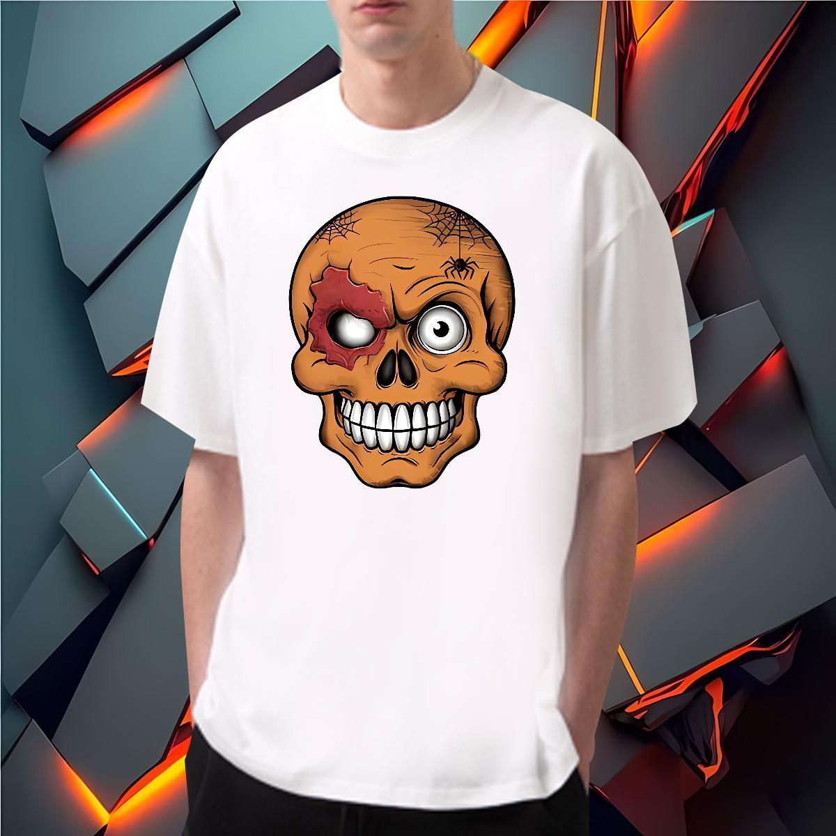 Soft Man T Shirts 230g 100% Cotton skull Beach Custom Print Oversized Breathable Short Sleeve Mens Tshirts Fashion Design Top Tees