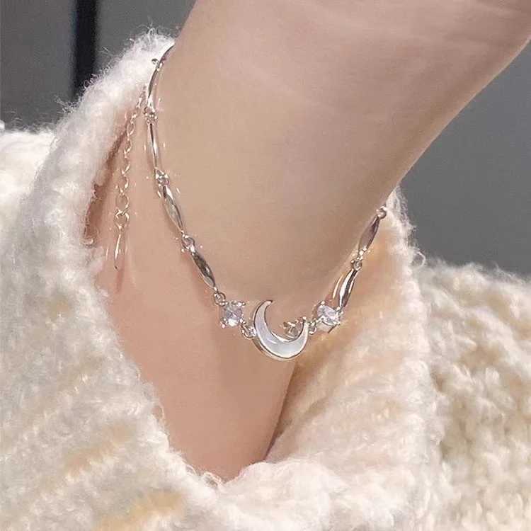 Sparkling Crystal Bracelet Suitable for Wen Girls Sweet Moon Bow Flower Zircon Bracelet Party Aesthetics Egirl Jewelry X241106