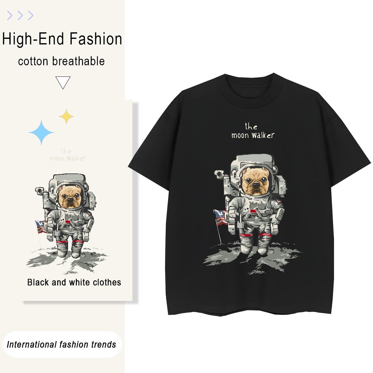 Wholesale Women Tshirts 100% Cotton 230g cosmonaut Street Casual Women T Shirts O-Neck Short Sleeve Custom Printed Clothings