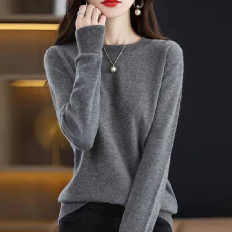 Xpqbb Women Sweater Autumn Winter Basic O-neck Knitted Pullovers Female Sweaters Casual Solid Long Sleeve Knitwear Bottoming Top 240824