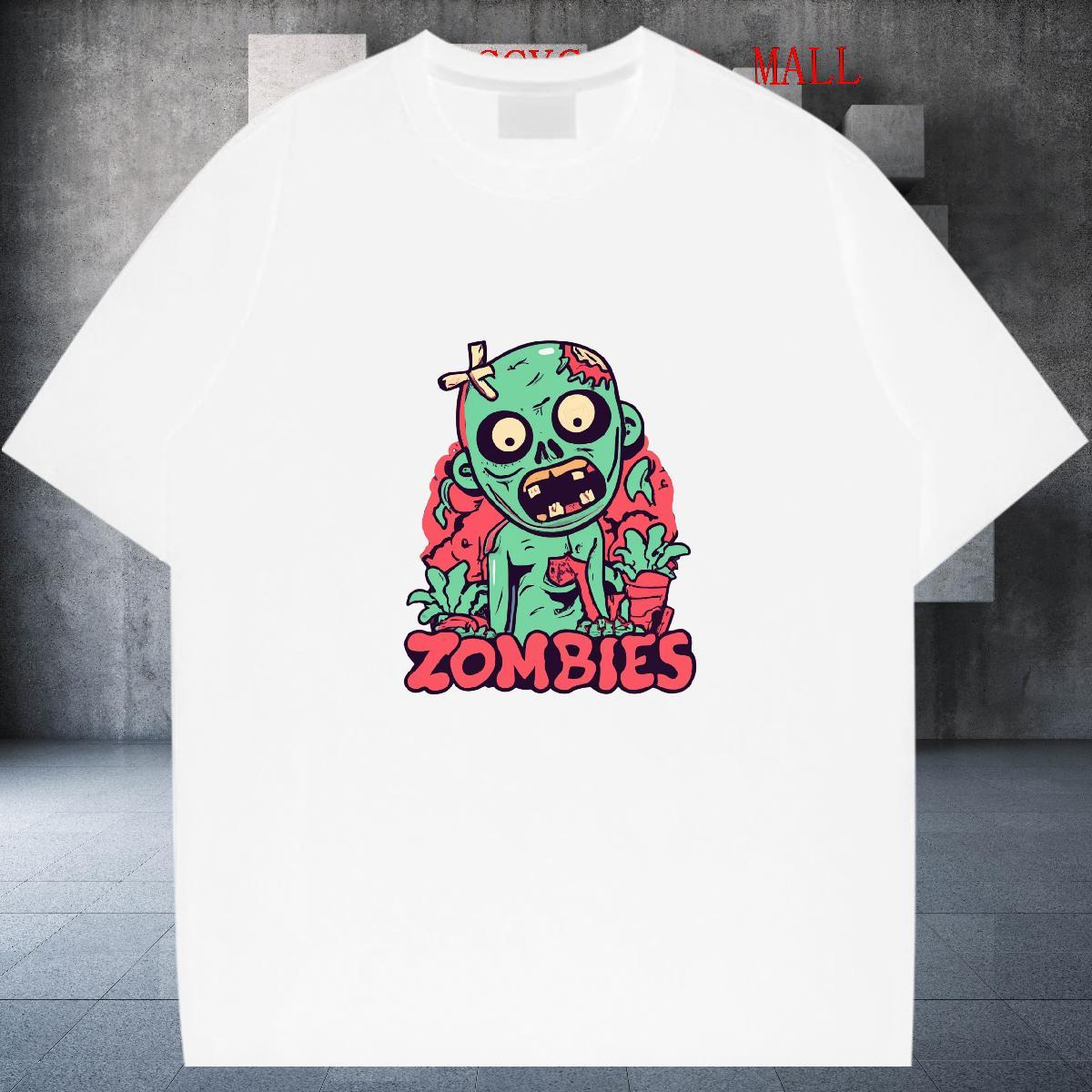 Wholesale Man T Shirts 230g 100% Cotton skull Sport White Plus Size Pure Cotton Mens Tshirts 2024 Tees Shirts