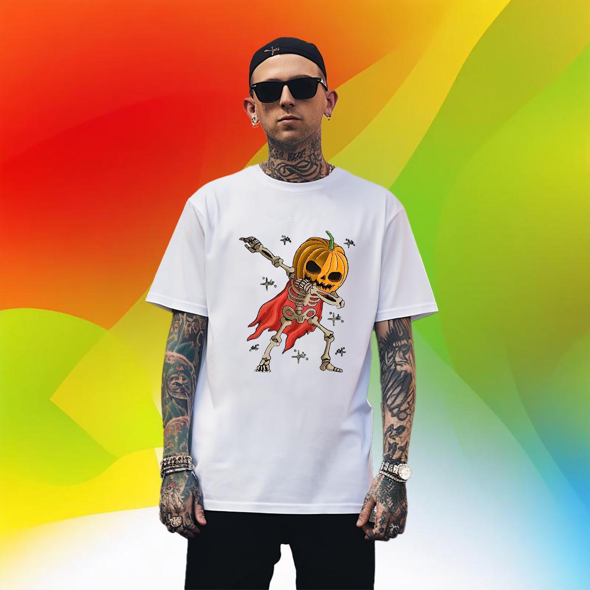 Loose Fit T Shirt For Man 230g Cotton skull Spring Summer Custom Print Plus Size Breathable Men Tops Tees Stylist Tshirts