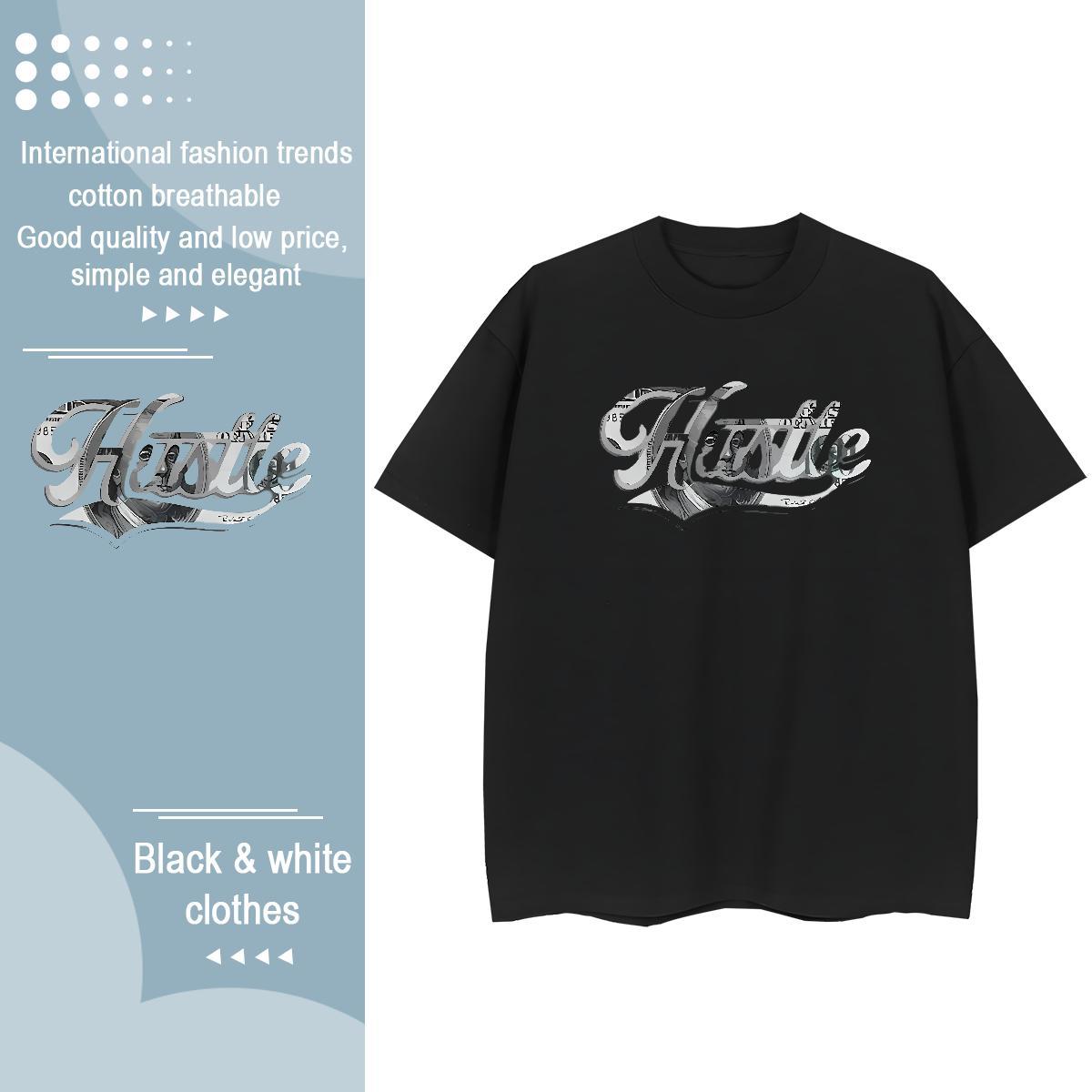 Loose fit Womens Tshirts 230g Cotton letter Outdoor T-Shirts Breathable Crew Neck Cartoon Printing L-4XL Wear