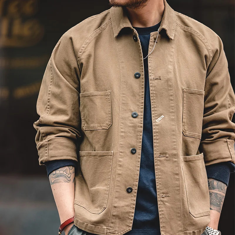 Maden Amekaji Mens Casual Retro 4pocket Jacket Outdoor Cotton Collar Fu Uncle Fashion 240824