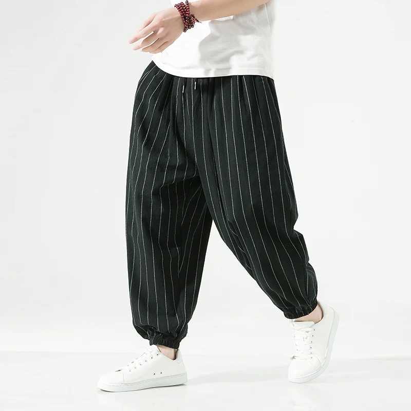 Sweatpants Spring Summer Harajuku Casual Mens Pants Cotton Striped Joggers Fashion Harem Baggy Pants For Man M240824