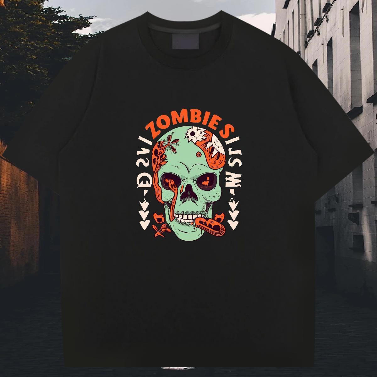 Soft T Shirt For Man 230g Pure Cotton skull Anime Printing Street DIY Anime Short Sleeve Soft Tshirts Casual New Tops