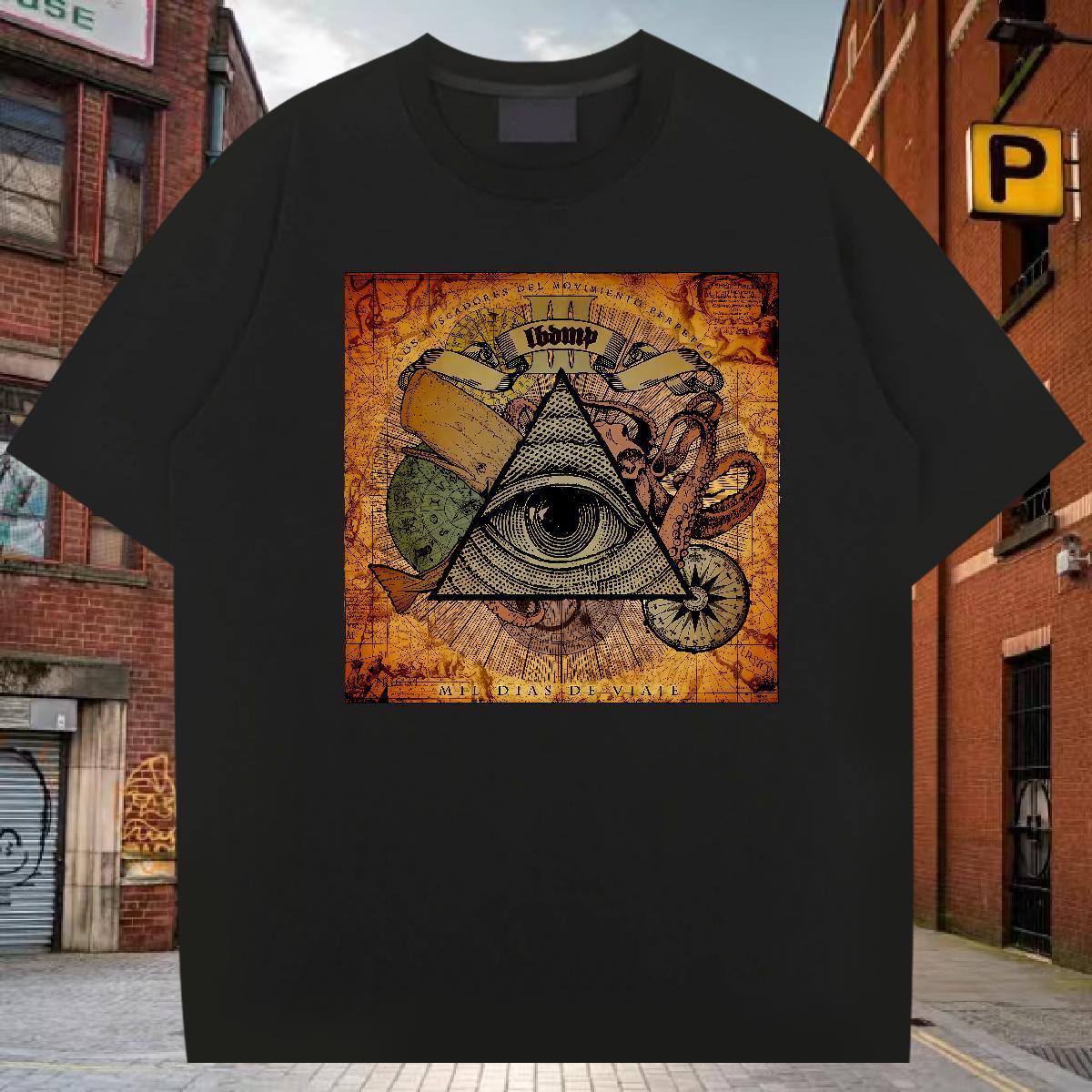 Brand T-Shirts 100% Cotton 230g eye of the devil Anime Printing Street Floral Print Round Neck Short Sleeve Men Tshirts Designer Fashion Tee Shirt