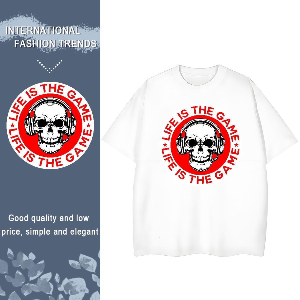 Cool Design Men T Shirts 230g Cotton skull Hip Hop Street DIY Logo Oversized Breathable Men Tees Fashion Designer Tops
