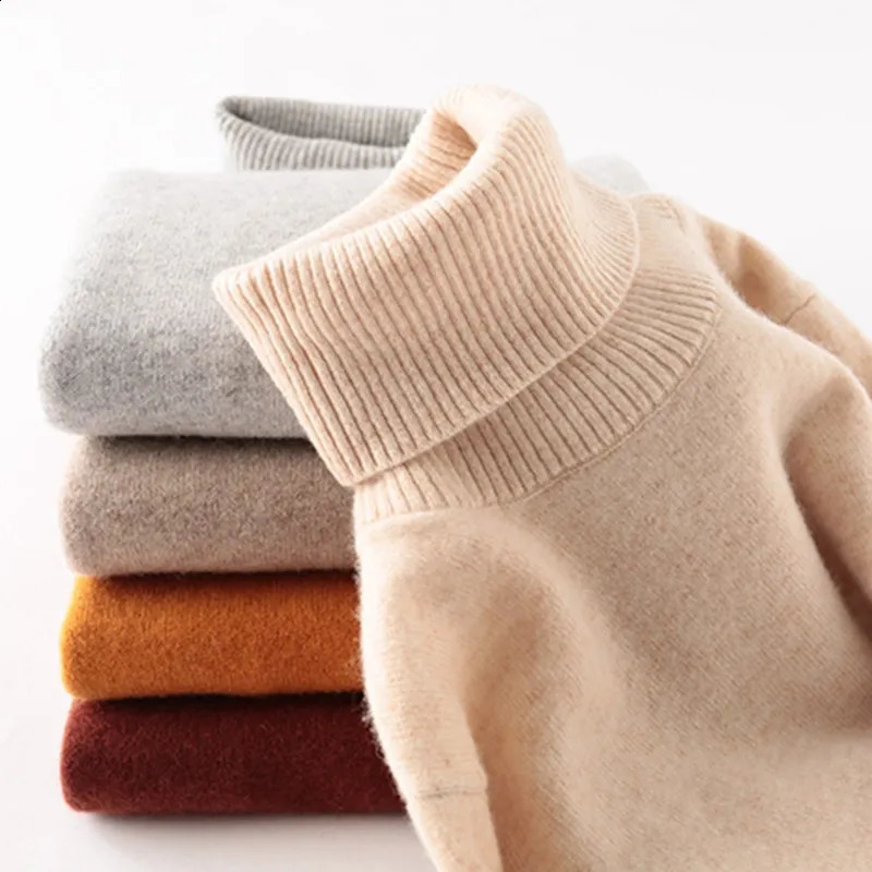 Knitwears Sweater Women Turtleneck Sweater 100% Pure Merino Wool Autumn Winter Warm Soft Knitted Pullover Female Jumper Tops y2k 240824